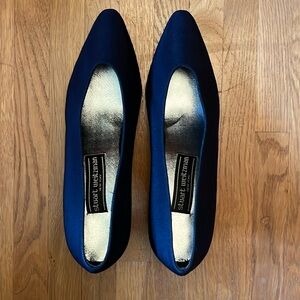 Stuart Weitzman Navy Satin Kitten Heels
